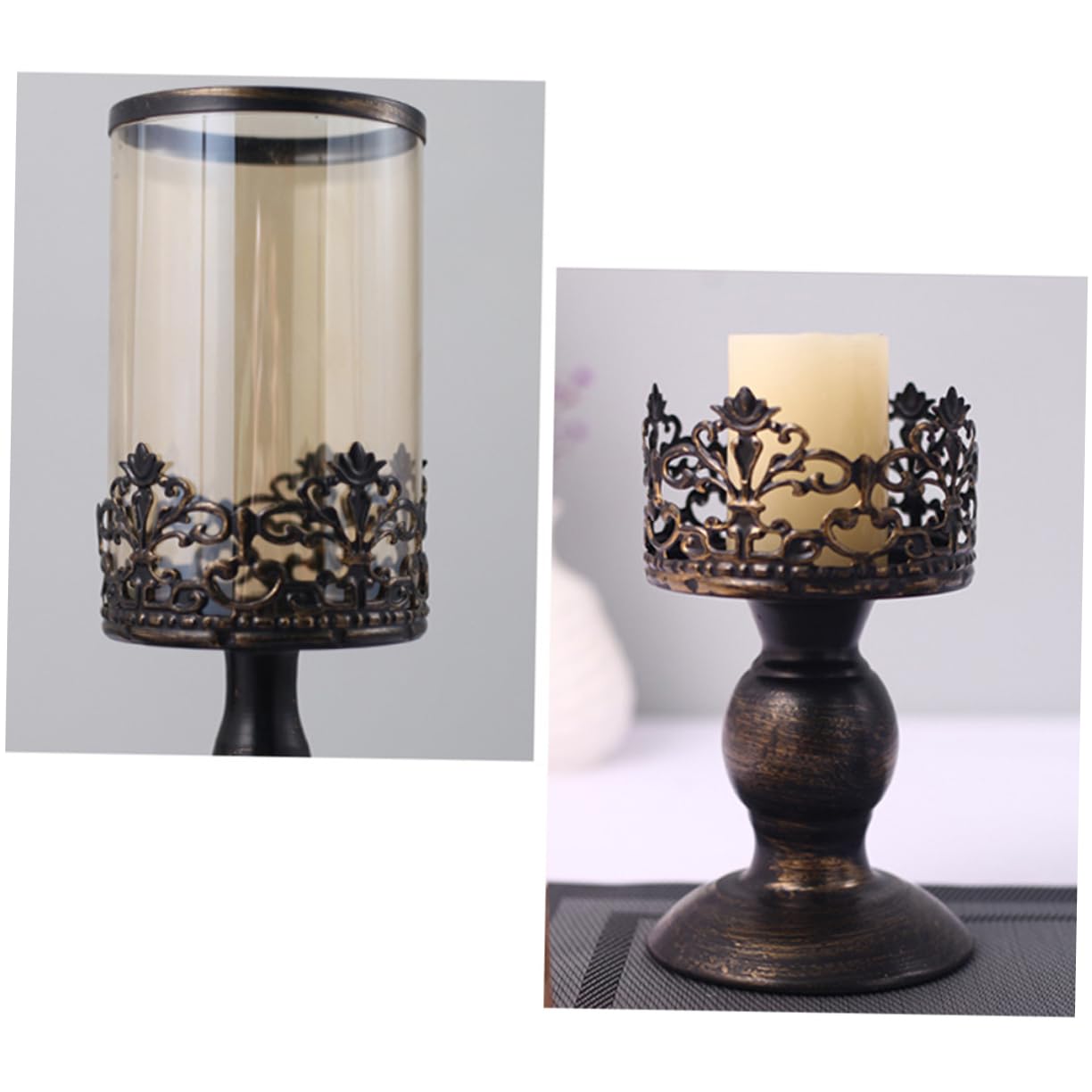 Candelabro de Metal Dorado, 2 Piezas, Estilo Creativo | Acabado Romántico y Delicado, Reutilizable para Cocina y Salón, Pieza Decorativa para Bodas y Hoteles