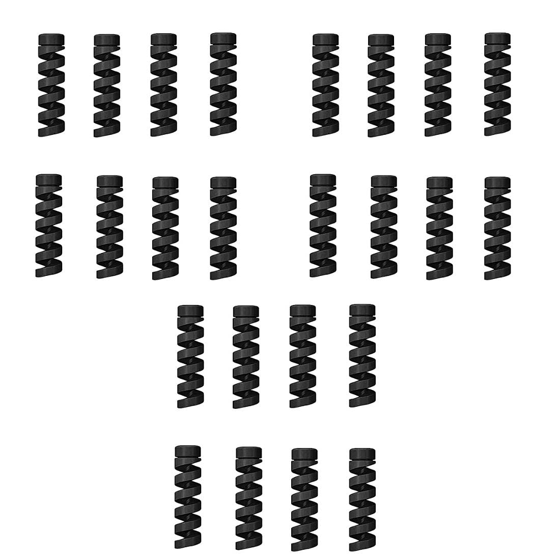 BKN® Spiral Cable Protectors for USB Charger Earphones Elastic Cord Saver Black (Pack of 24)