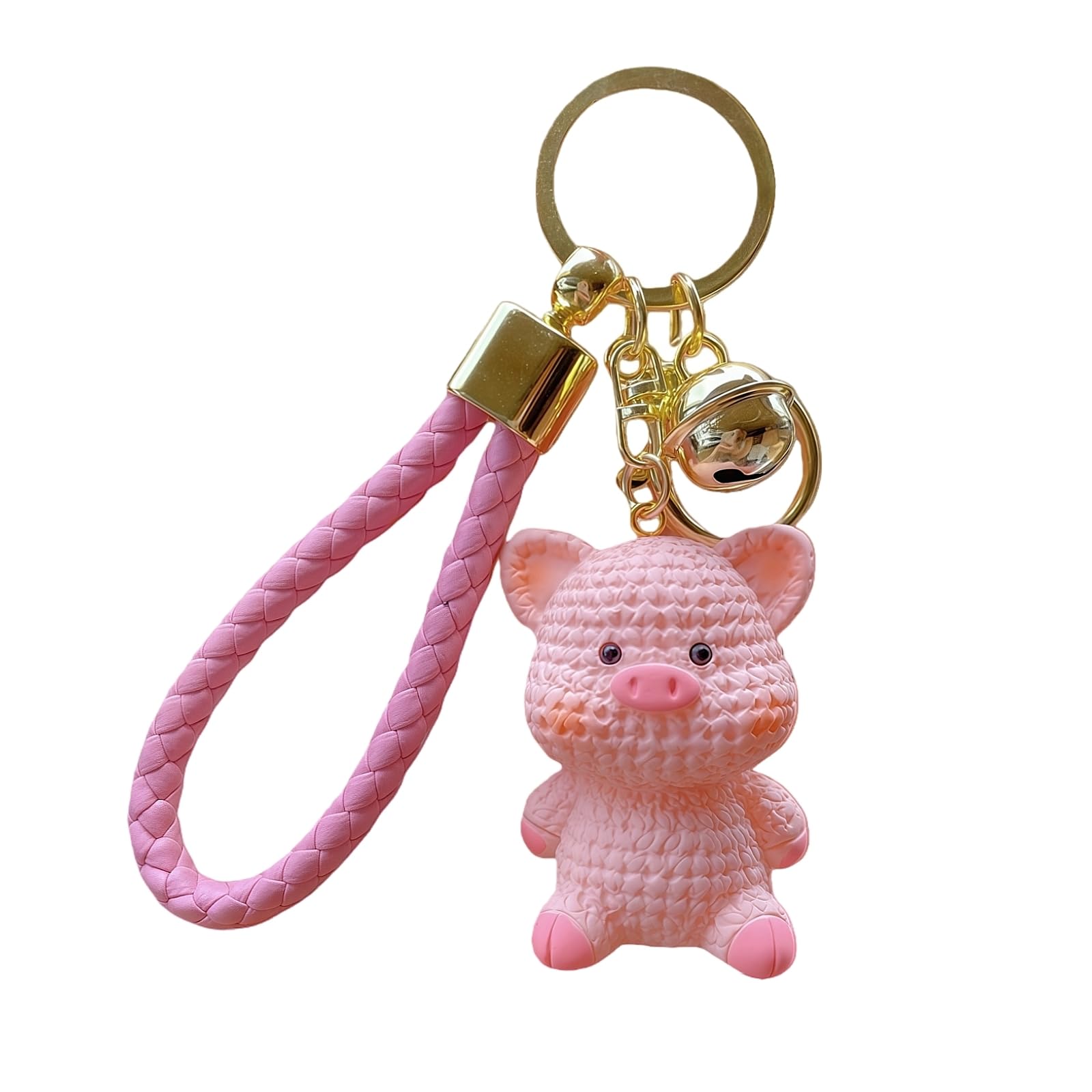 Super Cute Adorable Kawaii Pink Pig Keychain - Cartoon Animal Bag Charm with Smooth Resin Texture for Backpack Handbag Purse Car Keys - Whimsical Fun Pendant Gift for Friends & Family