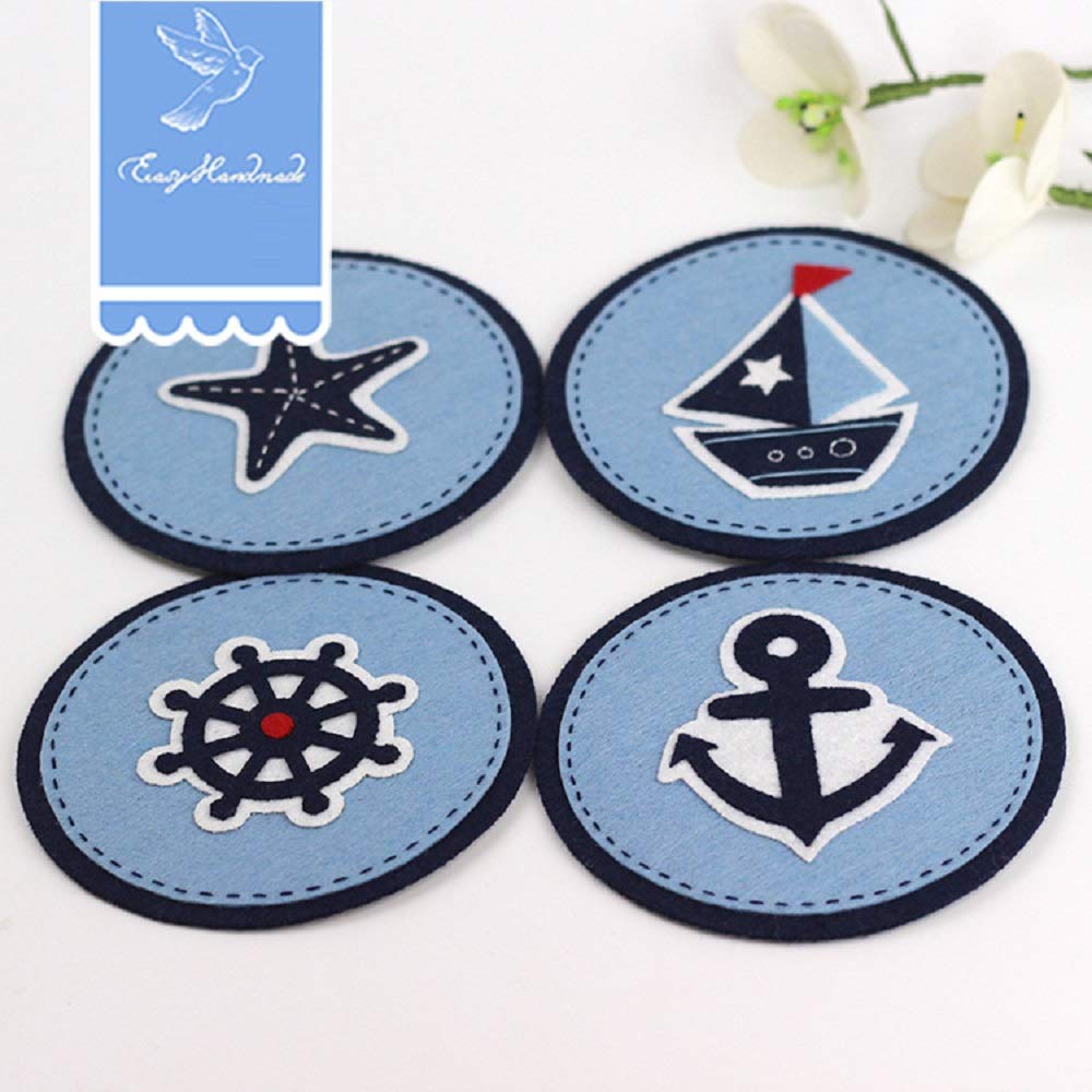 Abbie Home Sewing Kits DIY Absorbet Felt Coasters for Drinks Cup Mat Applique Ornament Kits Home Table Office Decoration (Sailing)