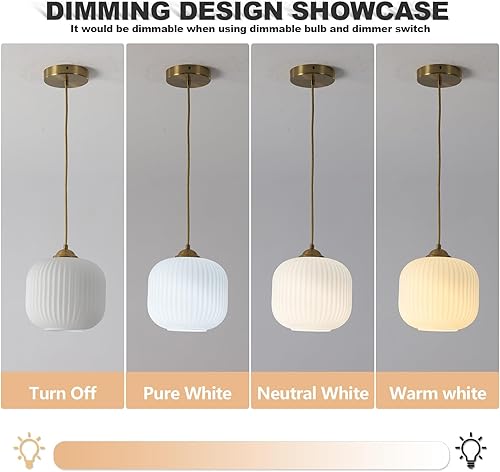 Miniatura 3 de KCO Iluminación moderna de cristal blanco dorado lámpara colgante de latón contemporáneo latón isla de cocina comedor lámpara colgante industrial