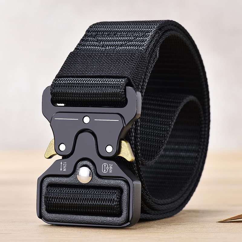 Men's Tactical Belt - Heavy Duty Nylon Web Belt with Quick Release Buckle 125CM