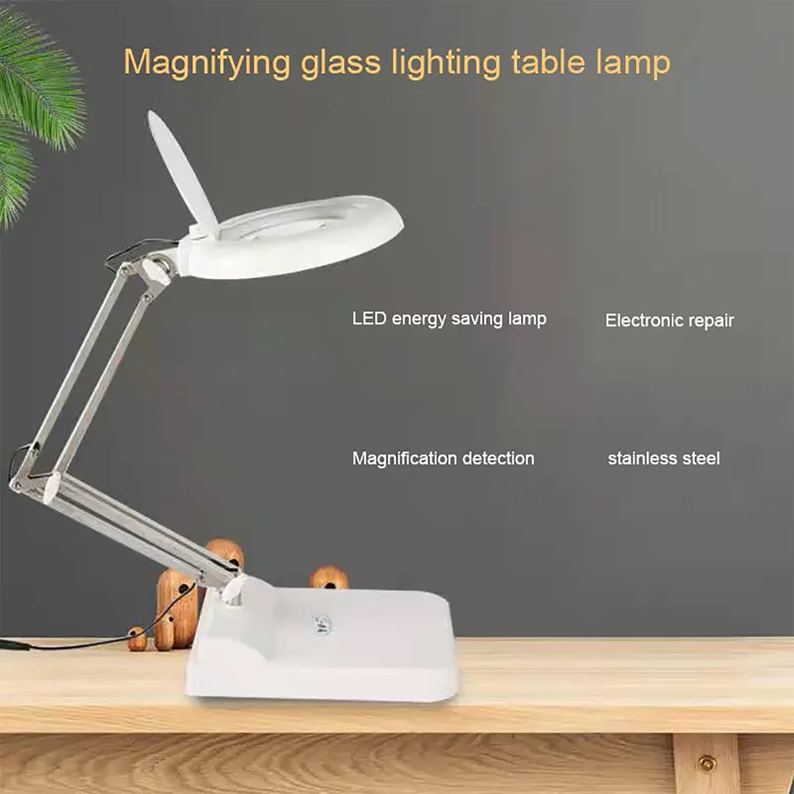 Lampa Powiększająca, 10-krotna Składana Lampa Biurkowa LED Okulary Powiększające Ze Światłem I Regulowanym Ramieniem Obrotowym, Regulowanym Kątem Wysokości I Jasnością, Dla Osób W Podeszłym Wieku