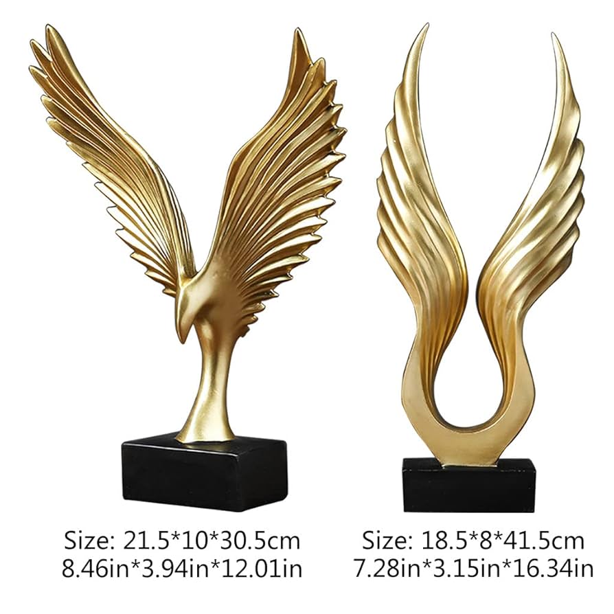 ゴールド　羽根を広げた天使の置物 ゴールド 羽根を広げた天使の置物