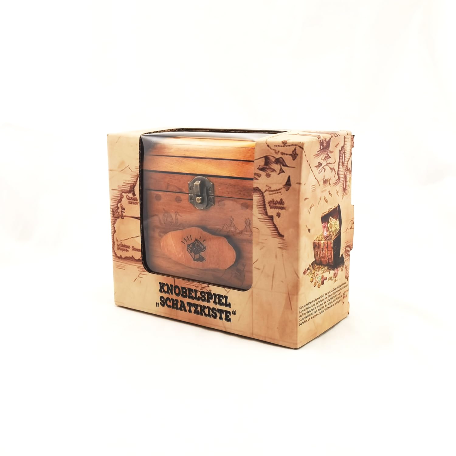 SOUCCESS KNOBELSPIEL SCHATZKISTE - Holzspiel - zum Knobeln & Tüfteln, Geschenk-Verpackung - knifflig zu öffnen als echte Herausforderung für Jung und Alt, inkl. Schatzkarte (Packung mit 2)