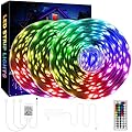 QZYL 75ft LED Lights for Bedroom, RGB LED Strip Lights for Living Room, Party Decor with Dimmable Lighting, Bright Adjustable Colors, and 8 Lighting Modes, Adhesive Backing