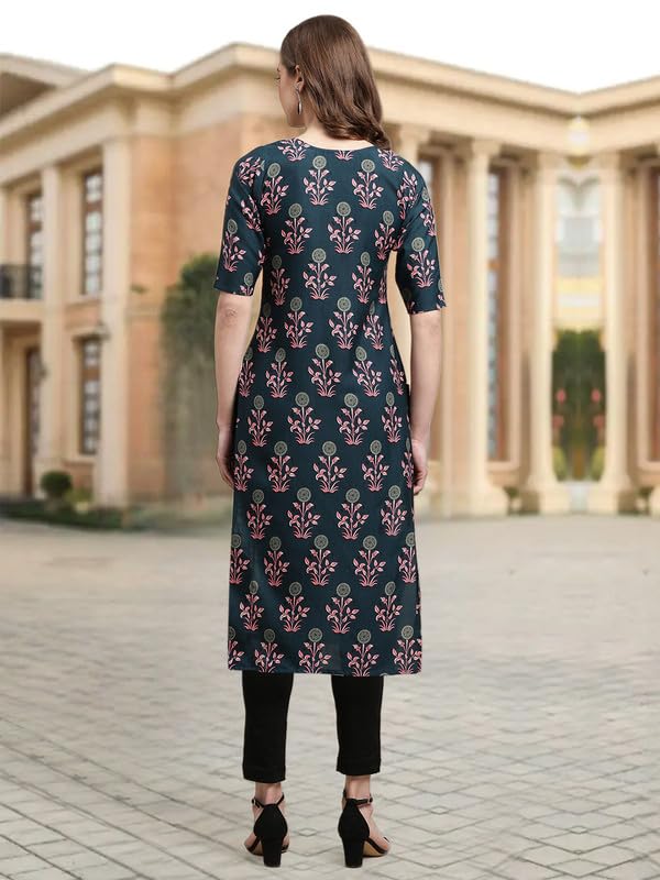 Pinkmint Crepe Digital Printed Kurti For Womens Straight Kurti For Women (Pack Of 5)