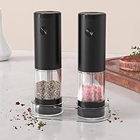 Vista 6 de Juego de molinillo eléctrico de sal y pimienta, molinillo automático de sal y pimienta con gran capacidad, luz LED, grosor ajustable para cocina