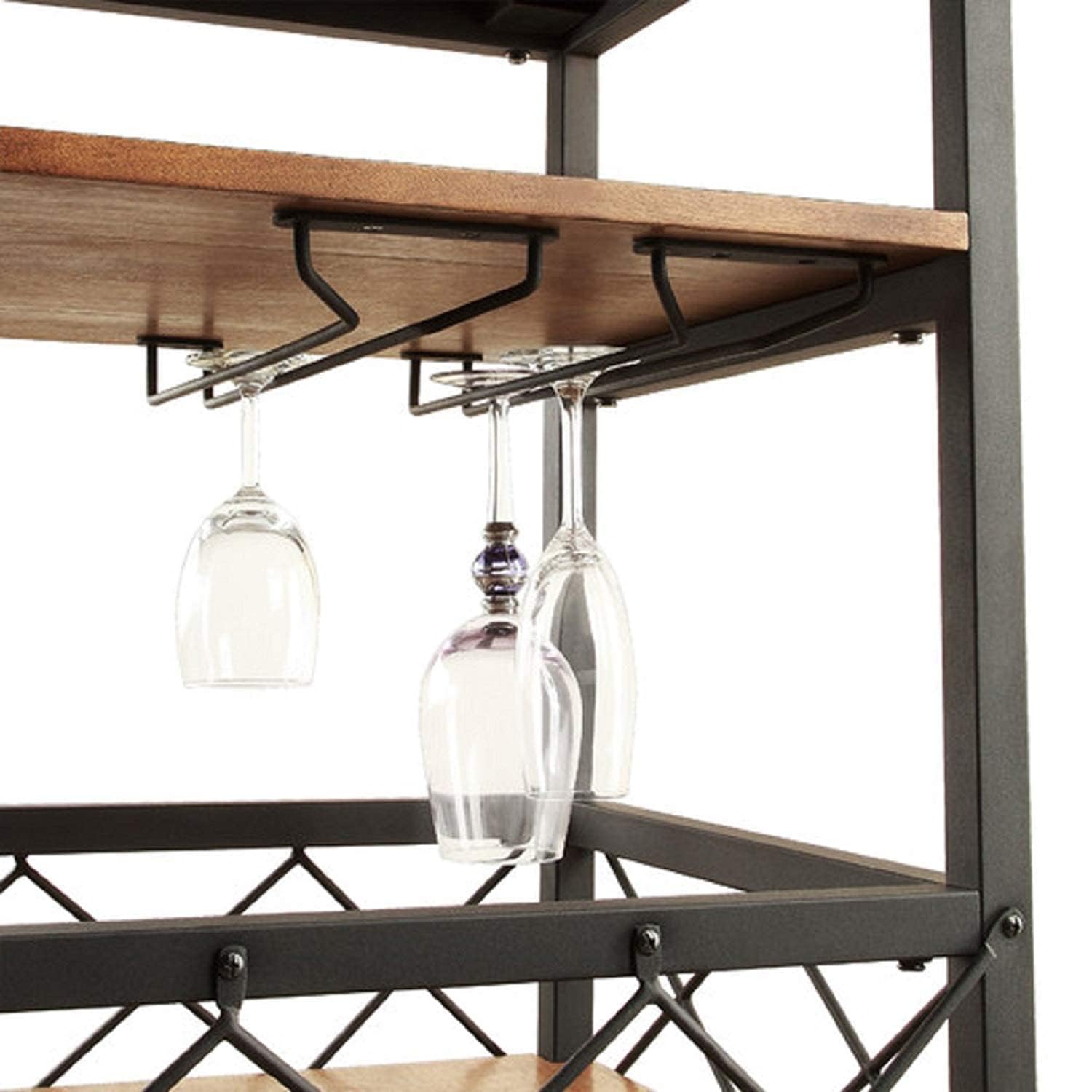 OGFC 45471 Black 28'' Rectangular Kitchen Cart with MDF Wood Top and 3 Tiered Storage Area 2