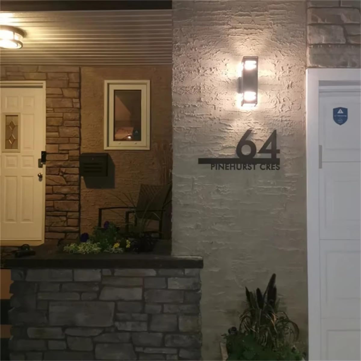 Letrero de metal moderno con el número de la casa, letrero de dirección de casa personalizado con nombre de calle (1)