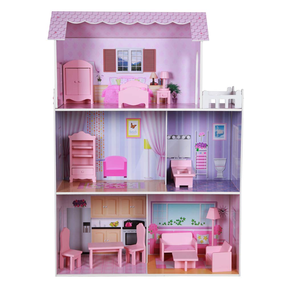 WOOMAXWooden Dollhouse 80 x 112 x 31 cm (Colorbaby 85293) Assorted Colour/Model