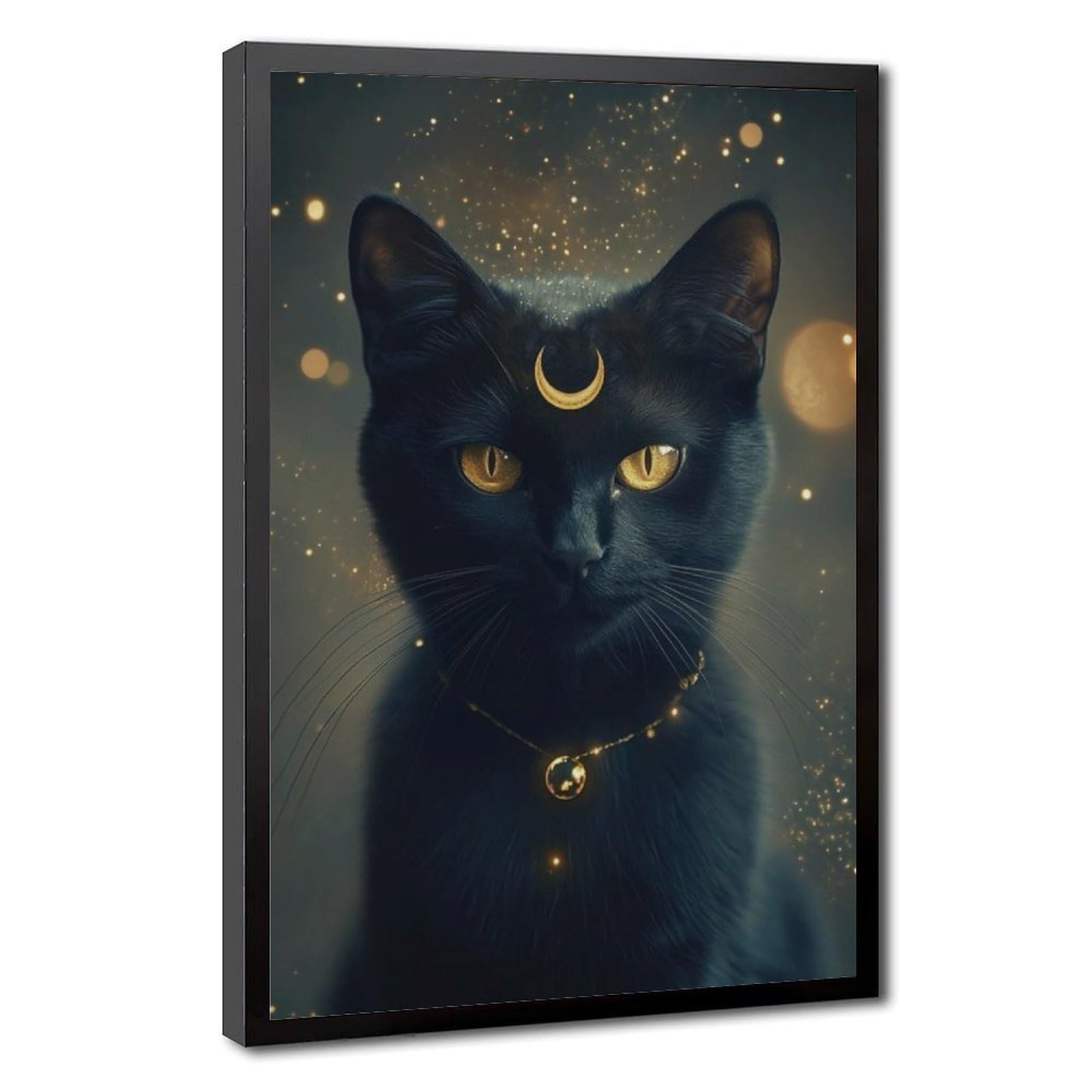 Bareronor Crescent Moon Abstract Cat Canvas Poster Bedroom Decor Landscape Office Room Decor Gift 20" L X 30" W