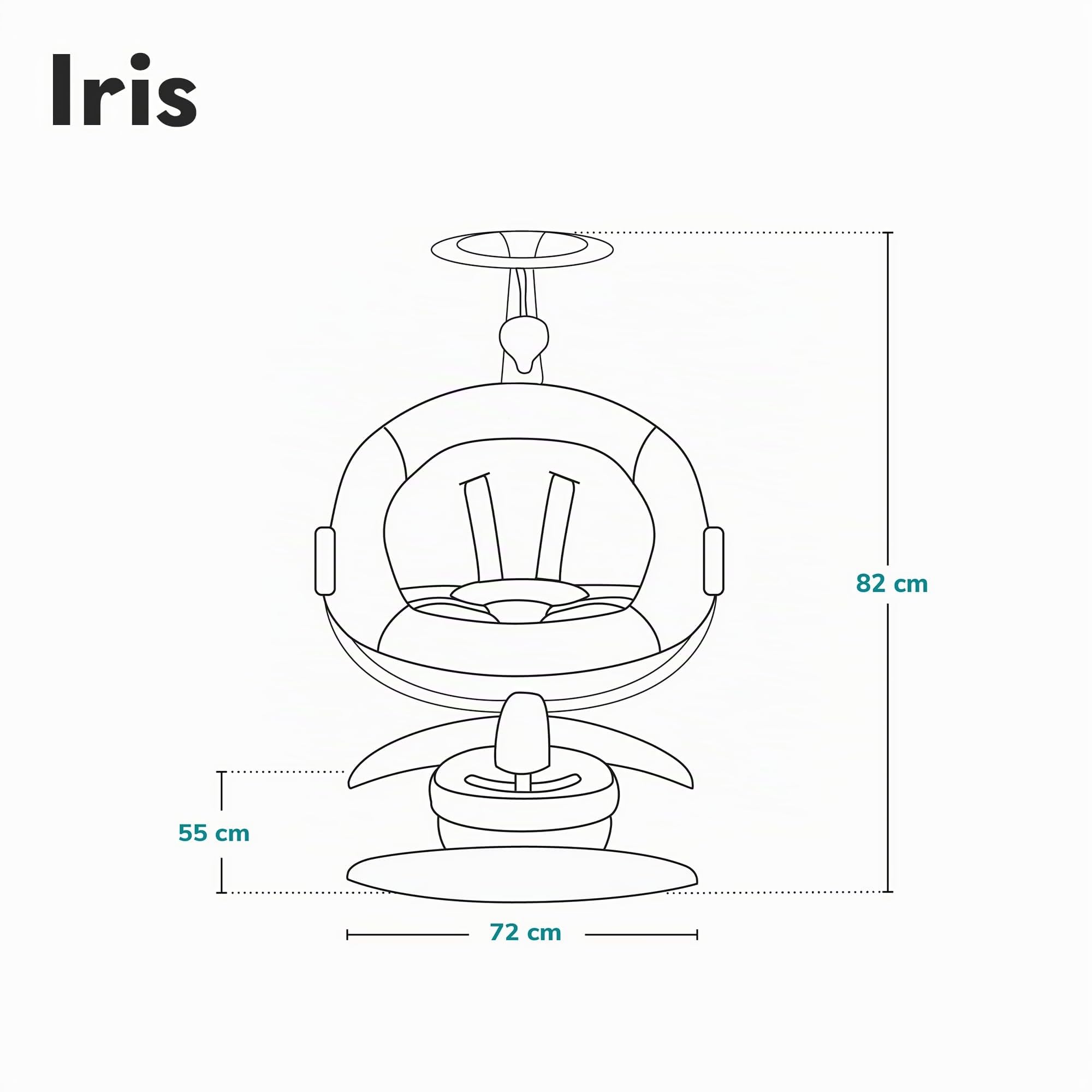 LIONELO Iris Hamaca Mecedora Eléctrica Giratoria 360º para Bebés de hasta 9 kg con Ajuste del Respaldo, 5 Velocidades de Balanceo, Cinturones de Seguridad Antideslizante (Beige)