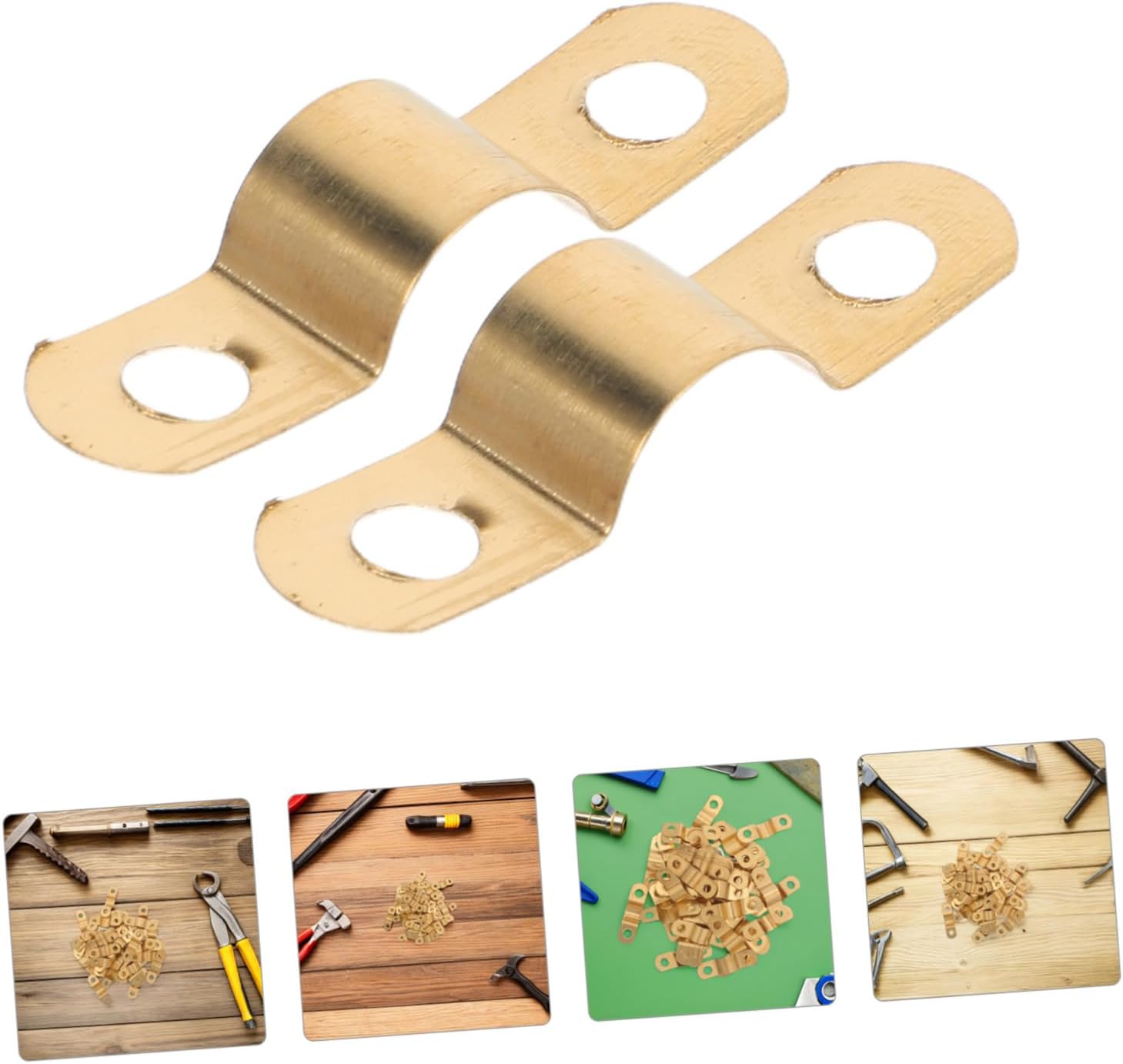 COLLBATH Copper Pipe Strap Clamp for Fridge Pipe and Coil Mounting with Two-hole U Bracket 70pcs Enhanced Stability and Secure Fixation, Copper Material, for Basements and Kitchens