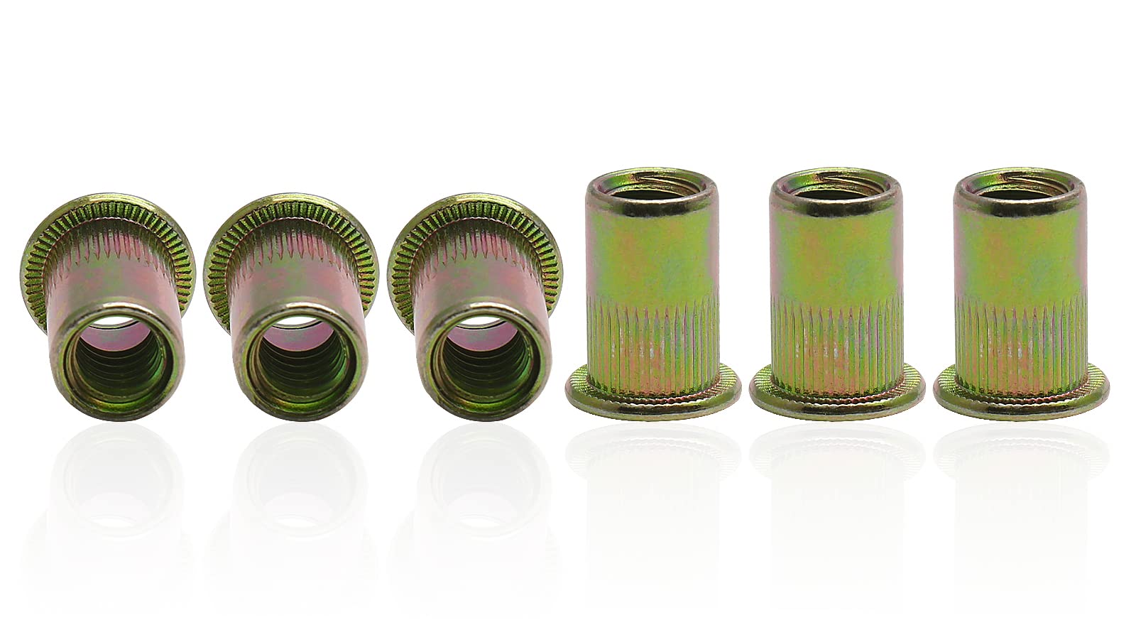50PCS-Rivet Nuts,5/16"-18 Steel UNC Rivet Nut Assortment Kit, Flat Head Threaded Insert Nutserts - View #9