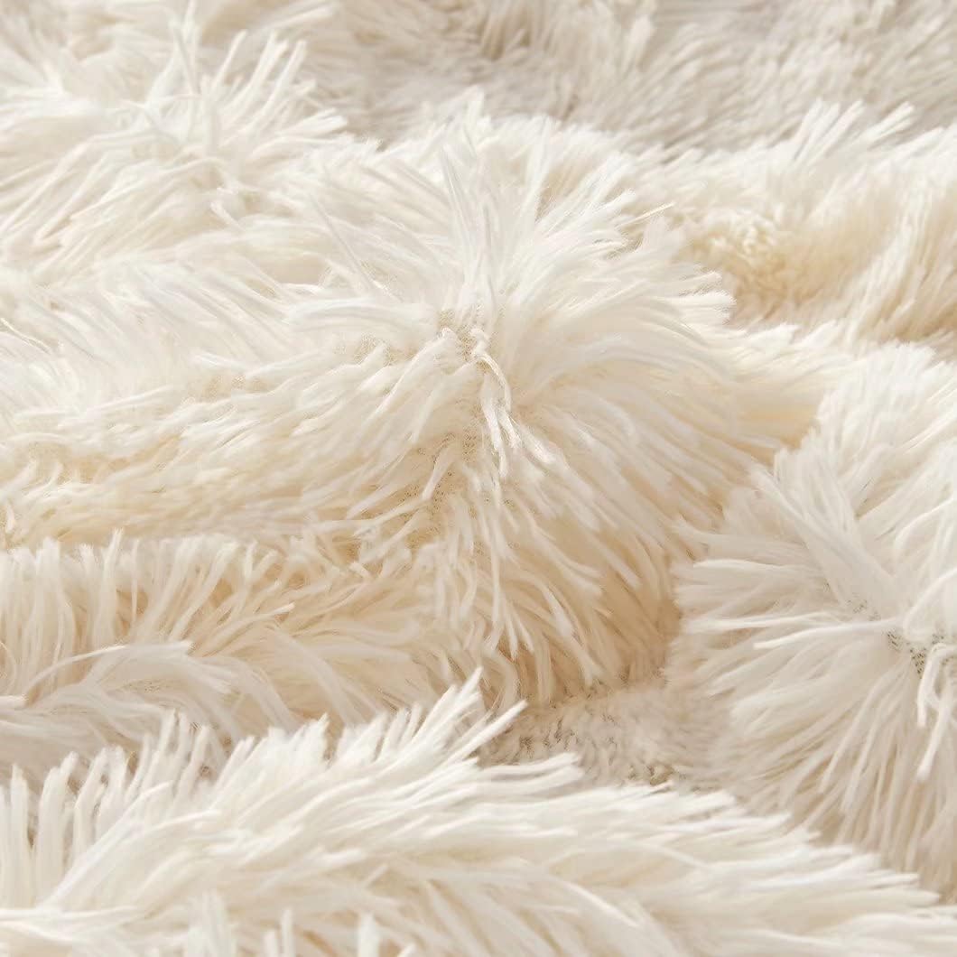 YUSOKI Cream White King Faux Fur Blanket,2 Layers,90"x104",Without Pillows Big Soft Plush Fuzzy Large Warm Fluffy Blanket for Bed - Image 4