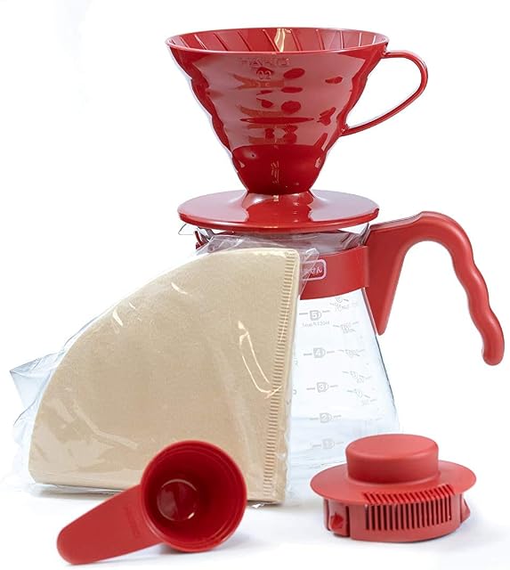 Hario VCSD-02R 1-Piece Plastic Coffee Sever Set, Red