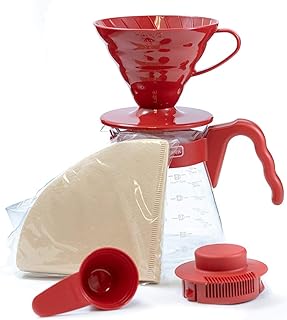 HARIO (ハリオ) コーヒーサーバー V60 02 セット コーヒードリップ 1~4杯用 レッド VCSD-02R