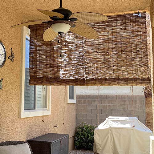 【Custom Size】Reed Curtains Outdoor Roll Up Blinds For Patio/Porch Bamboo Shades For Windows Light Filtering Roman Roller Blinds Natural Reed Blinds Sun Protection/Breathable/Privacy ( Color : Brown ) #TOP3