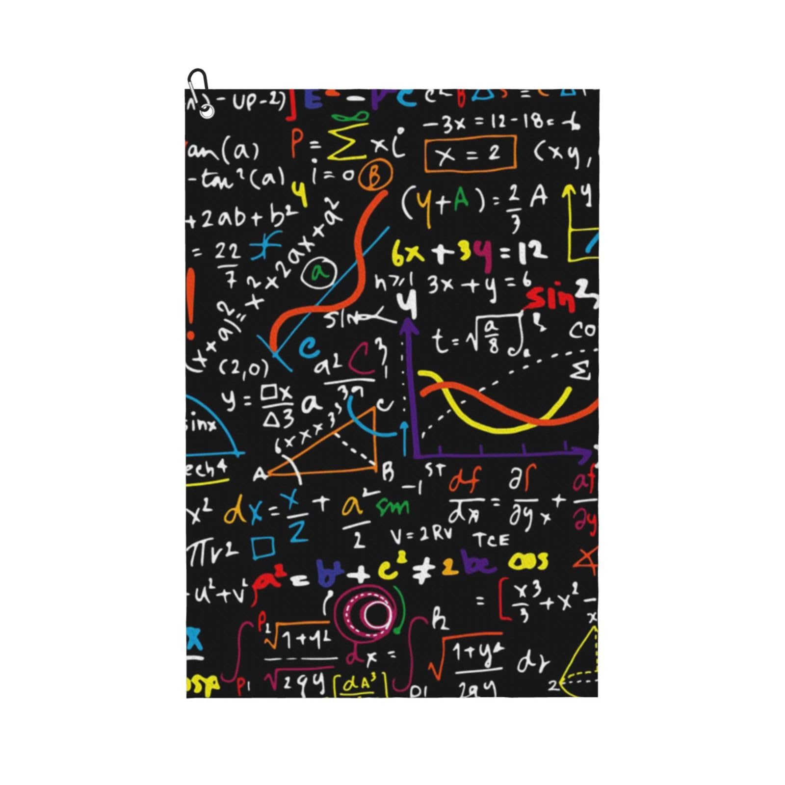 Hnnkloy Colorful Math Formula Print, 16x24 in Portable Waffle Golf Towels with Carabiner Clip for Golf Bag