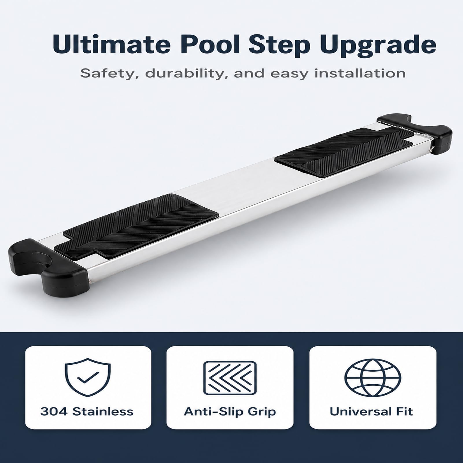 Gradini per Scaletta per Piscina, Sostituzione Gradini per Scaletta per Piscina con Cuscinetto in Gomma Antiscivolo Pedale Addensato in Acciaio Inossidabile per Piscina Termale
