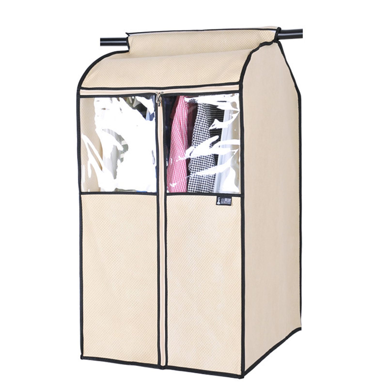 Fundas Colgantes para Ropa, Bolsa de Ropa Beige con Ventana Transparente, Bolsa de Traje ampliada para Traje, Abrigos, Almacenamiento de Armario de Vestido,78×52×85cm