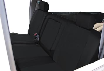 CalTrend Rear 60/40 Split Bench Seats, DuraPlus Seat Covers for 2003-2007 Ford F-250 Super Duty|Ford F-350 Super Duty|Ford F-450 Super Duty Black Black Insert with Black Trim