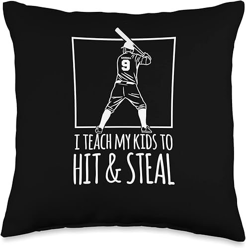 Funny QB quaterback Baseball jokes Baseball I Teach My Kids to hit & Steal Funny Quotes Pillow de 16 x 16 pulgadas, multicolor