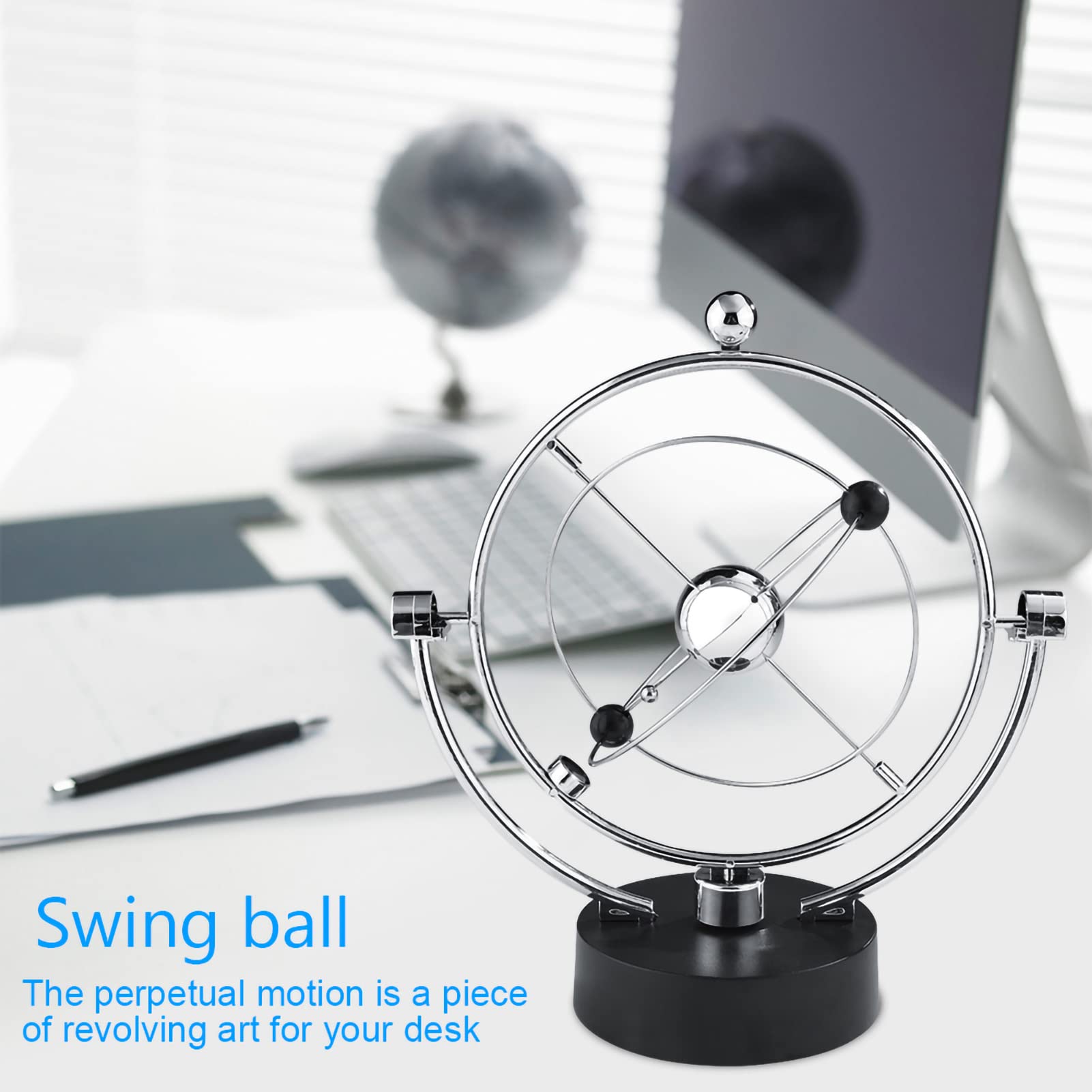 Gavigain Swing Ball Perpetual Motion Movement Swing Ball Home Office Desk Table Ornament Gift(A603)