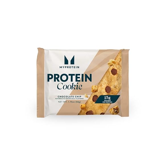 Myprotein Baked Protein Cookie, Chocolate Chip Flavor, High Protein Snack with 60g Protein Per Box (15g Per Cookie), 6 Soft-Baked 60g Cookies, Delicious Post-Workout Treat, 210 Calories Each