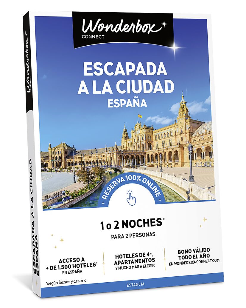 WONDERBOX – Cofre Regalo Escapada en la Ciudad: España - De 1 a 2 Noches para 2 Personas - Escapada para Parejas - Regalar experiencias - Hoteles en centros urbanos para Descubrir la Cultura española