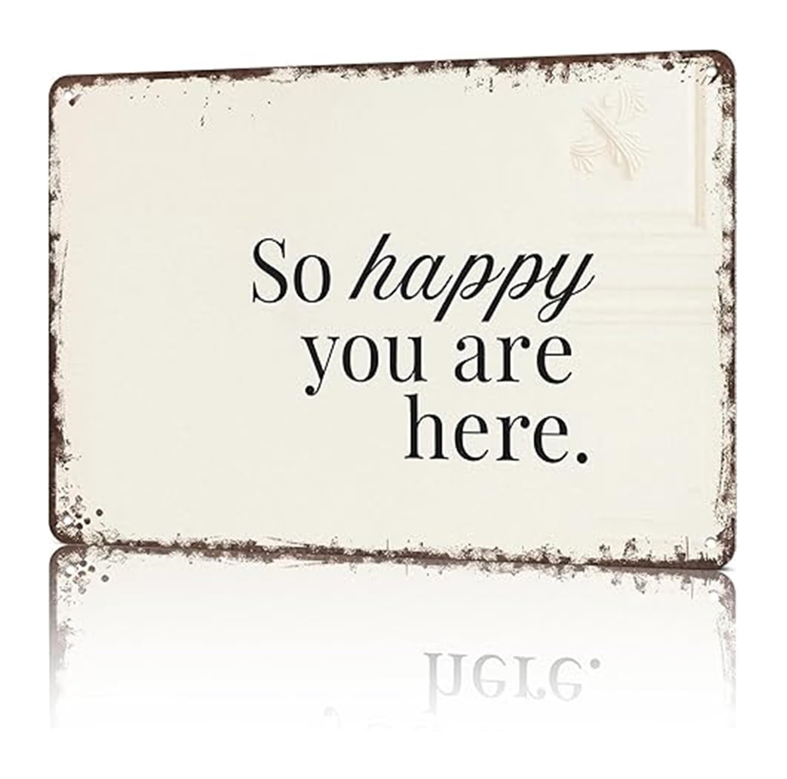 EKFBQBGW Vintage Tin Sign with Welcoming Message So Happy You Are Here Wall-Art for Porch Entryway Decor (8 X 12 in)