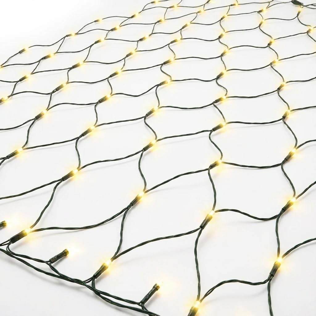 Gartenpirat LED-Lichternetz 4x4 m 360 LED warmweiß mit Timer-Funktion Lichterkette Netz Beleuchtung außen innen