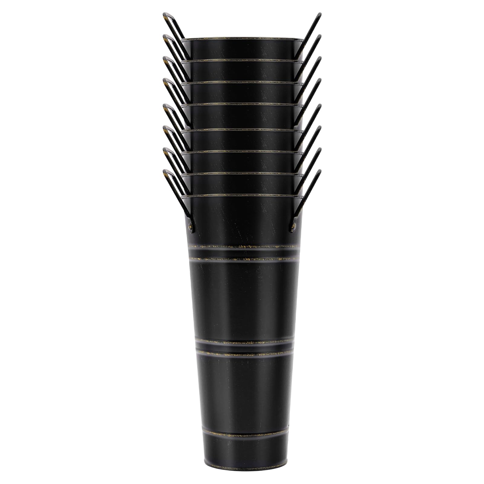8PCS Metal Vases | Flower Vases for Bouquet Galvanised Flower Buckets Cylindrical for Home & Wedding Decor Ideal for Arrangements Fresh/Dried Flowers ﻿ (Black)