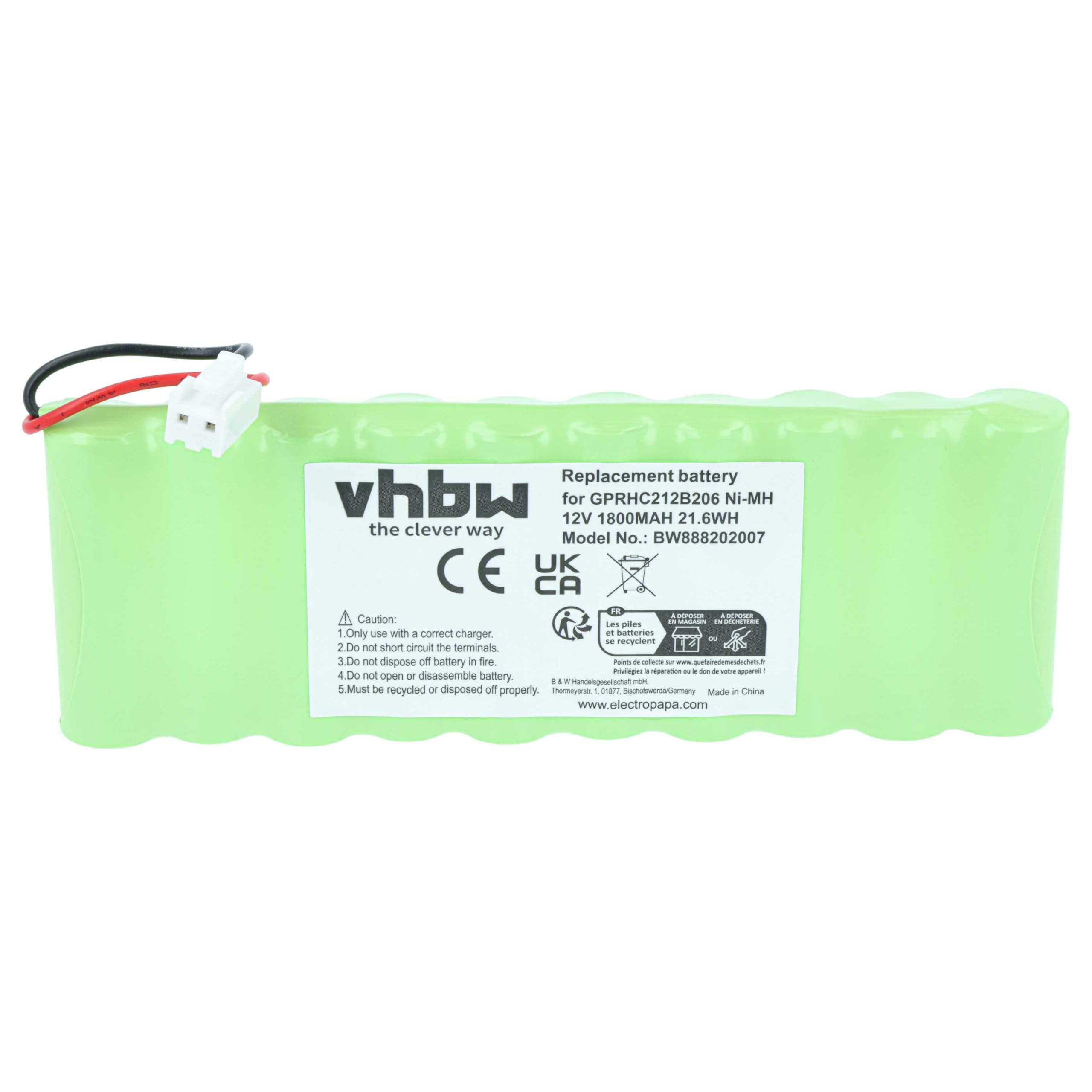 vhbw Batterie Compatible avec Roto ZRO RT SF | ZRO RT SF G3 motorisation de volet, porte, portail (1800mAh, 12V, NiMH)