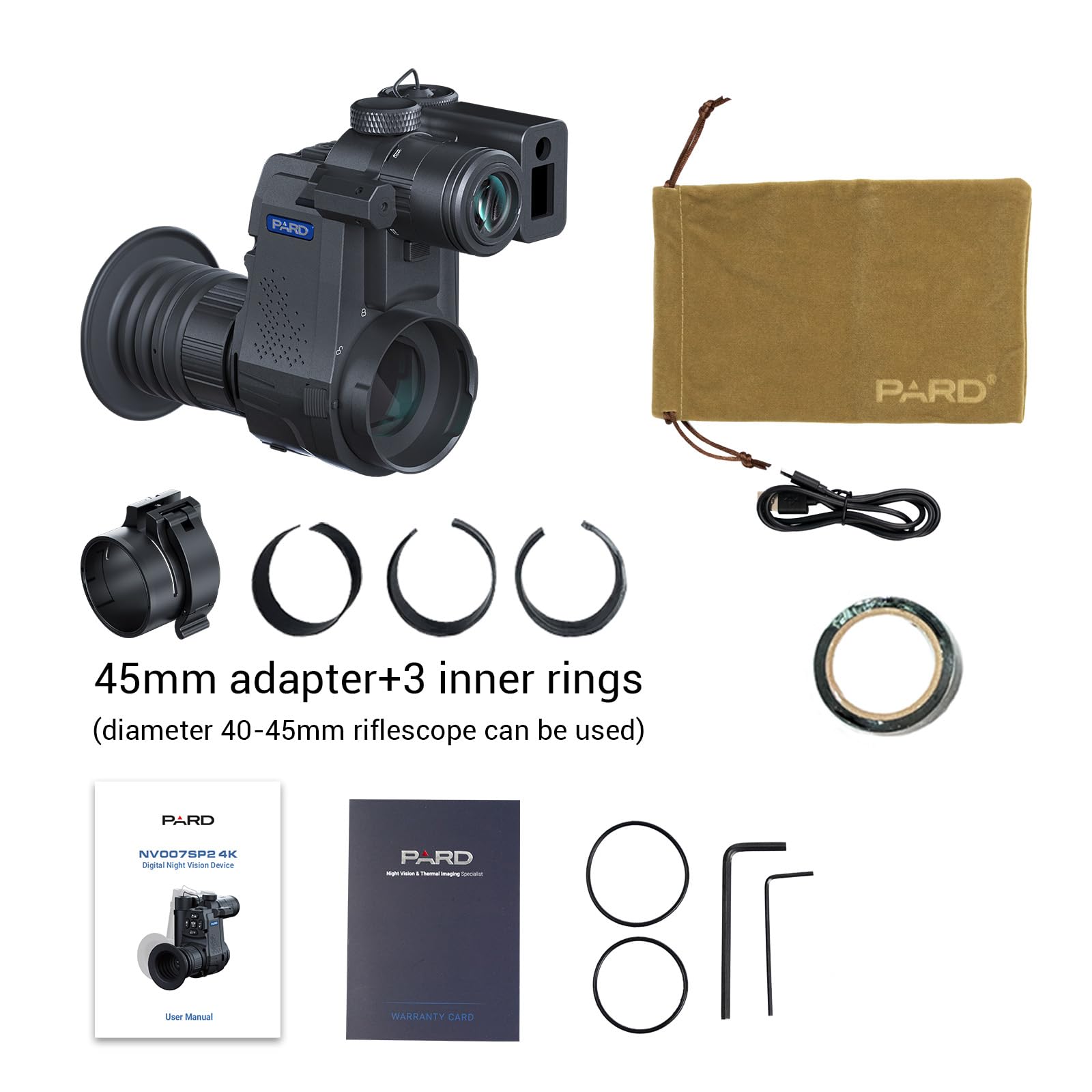 PARD Monocular de visión Nocturna, mira con Clip para observación Nocturna, Alcance de visión Nocturna de hasta 350 m, Fotos y vídeos HD, NV007SP/NV007SP2