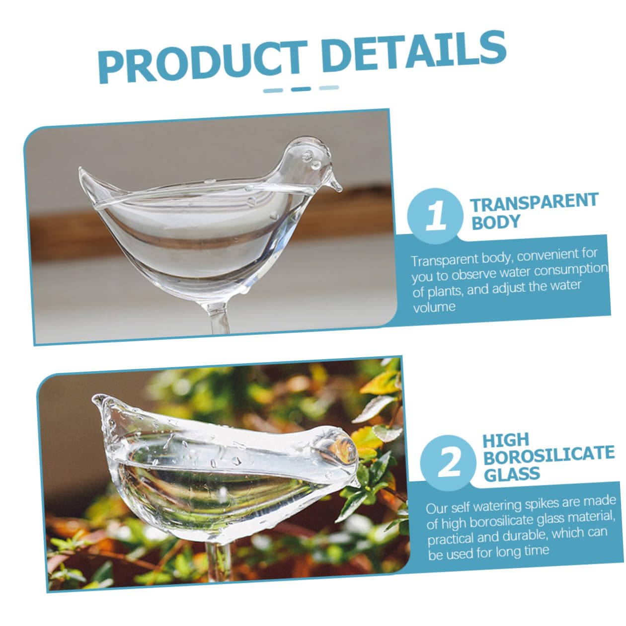 VICASKY Globes D'arrosage Automatiques en Verre Borosilicaté pour Plantes, Lot de 4, Facile à Utiliser et Auto-Irrigation, pour Voyages et Festivals