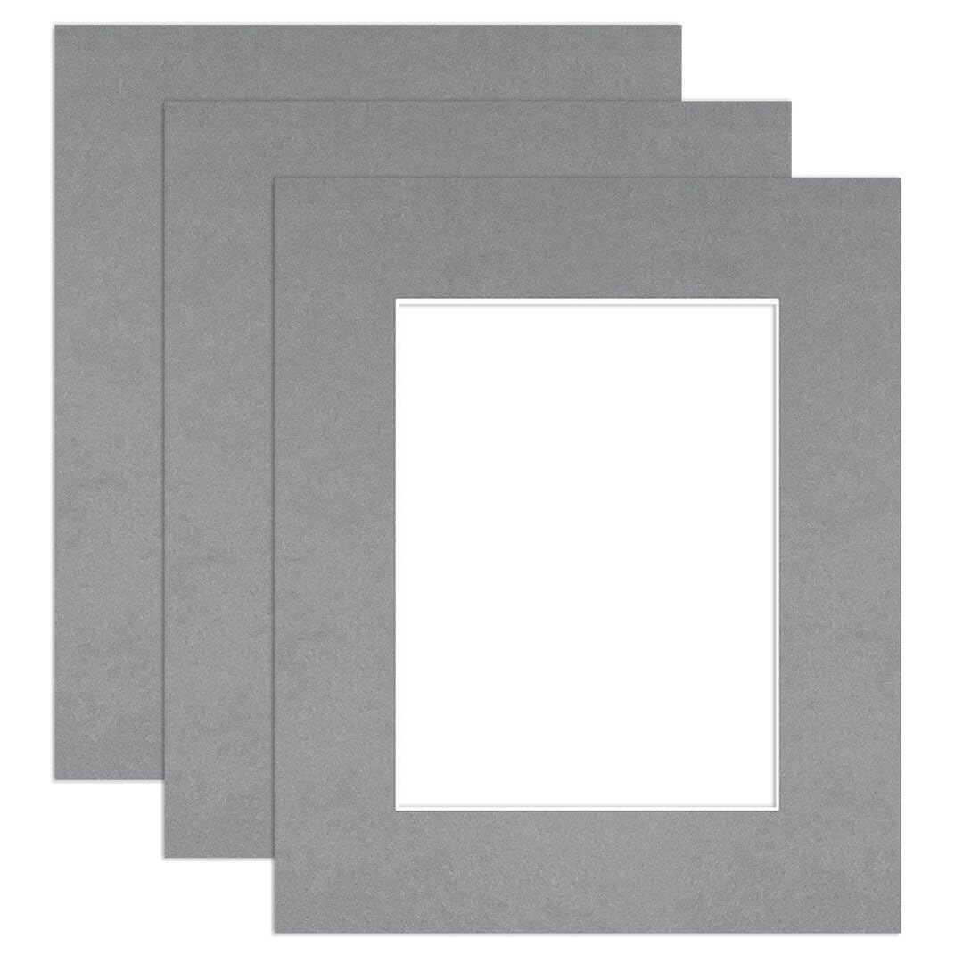 Procut Global 12x10" Mid Grey Picture Mounts to Fit 8x6" Aperture - Precision Cut Cardboard Photo Mount - Ideal for Frames, Prints, Artwork & Certificates - Sizes & Colours Available - 3 Pack โ image 1