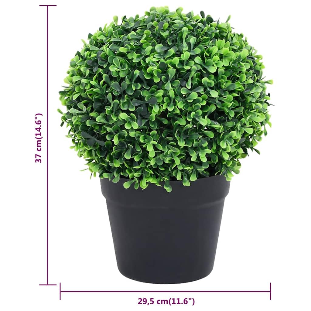 2 alberi di bosso artificiali con vaso, forma sferica, verde, 37 cm, in polietilene, resistenti alle intemperie, per soggiorno, ufficio, balcone e giardino, piante decorative facili da pulire