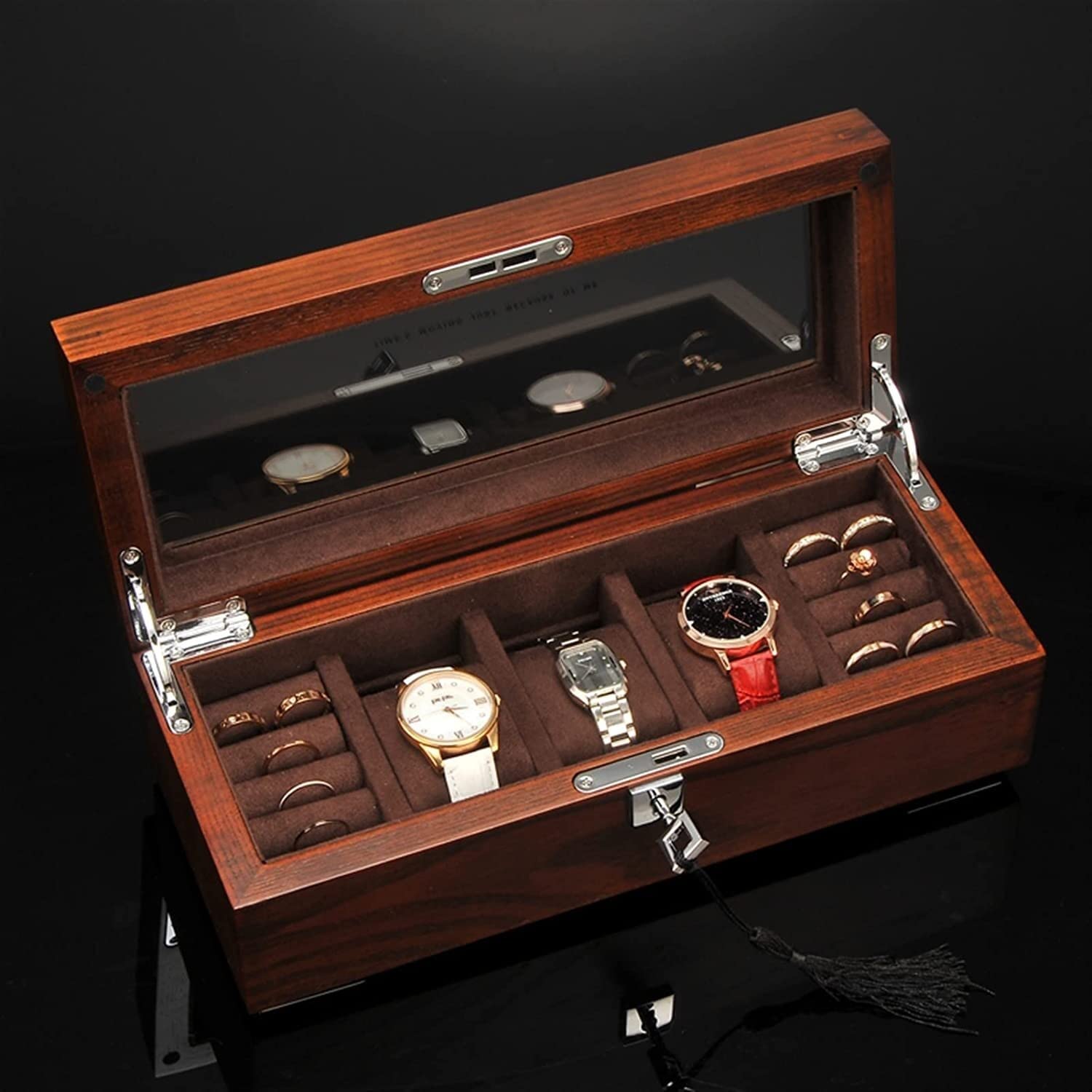 Uhrenbox 3 Slots Uhrenbox Männer Home Holz Uhrenbox Uhren Aufbewahrungsbox Frauen Schmuckschatulle Uhrenschachtel