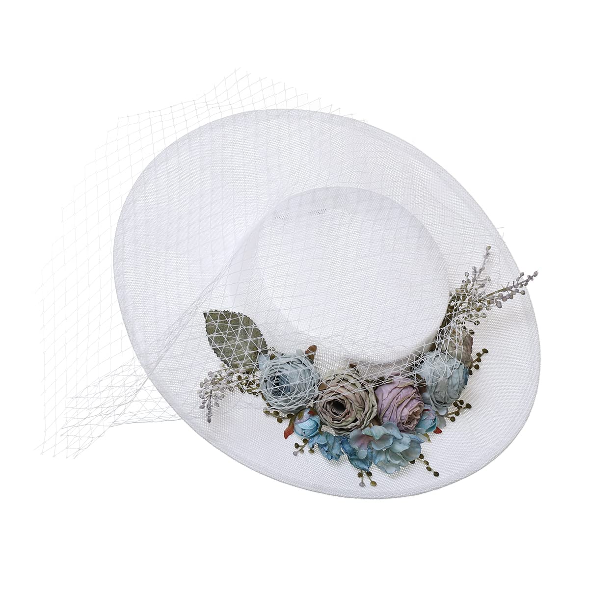 COSDREAMER Sombrero victoriano para mujer, sombreros de fiesta de té, flores vintage, sombrero plano