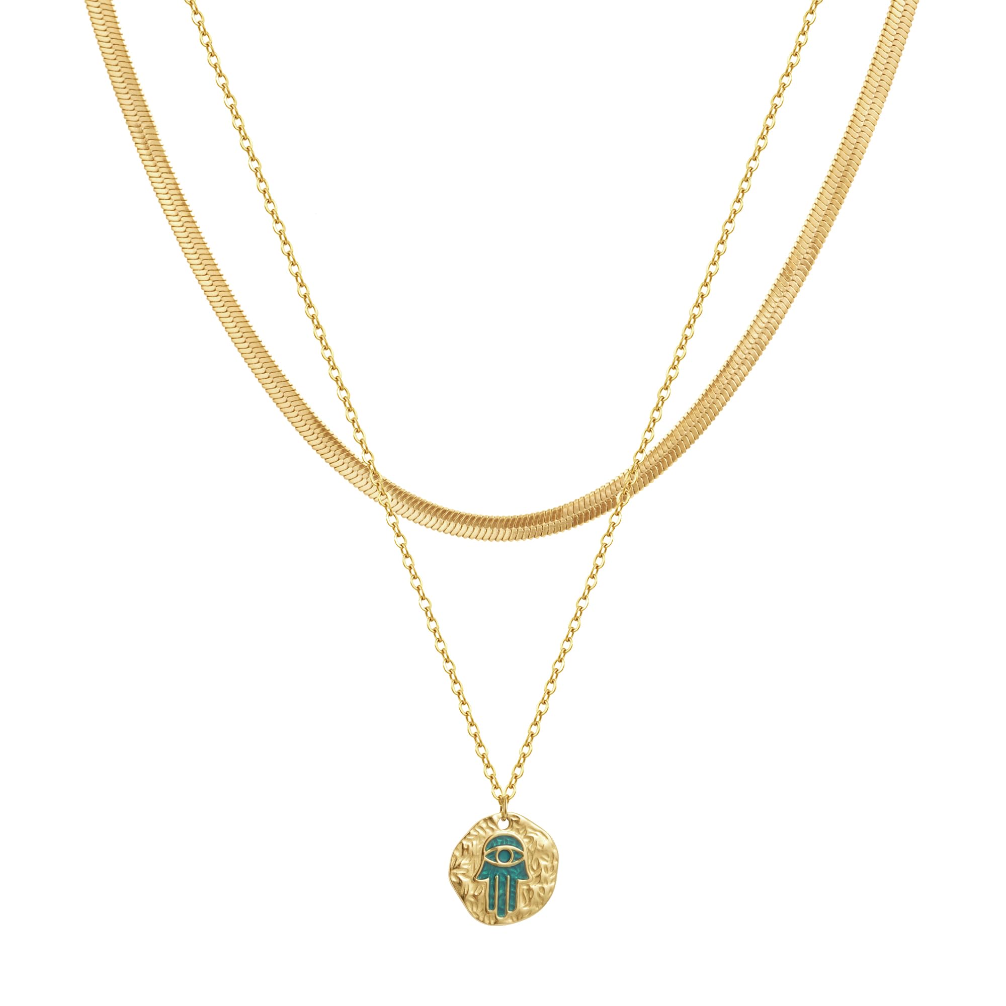 Joo&Rind Collar Cadena Oro Mujer Lágrimas del Diablo Collar con Colgante Oro Chapado 18k Gargantilla Collares Niña Joyas Hipoalergénicas Regalo Personalizado