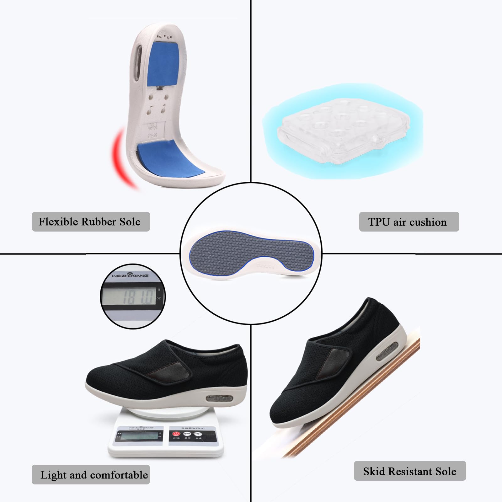 Zapatos para DiabéTicos, Zapatos para Caminar en Verano,Zapatos CóModos Antideslizantes para Mujer, Transpirable Anchas Deportivas para Hombre