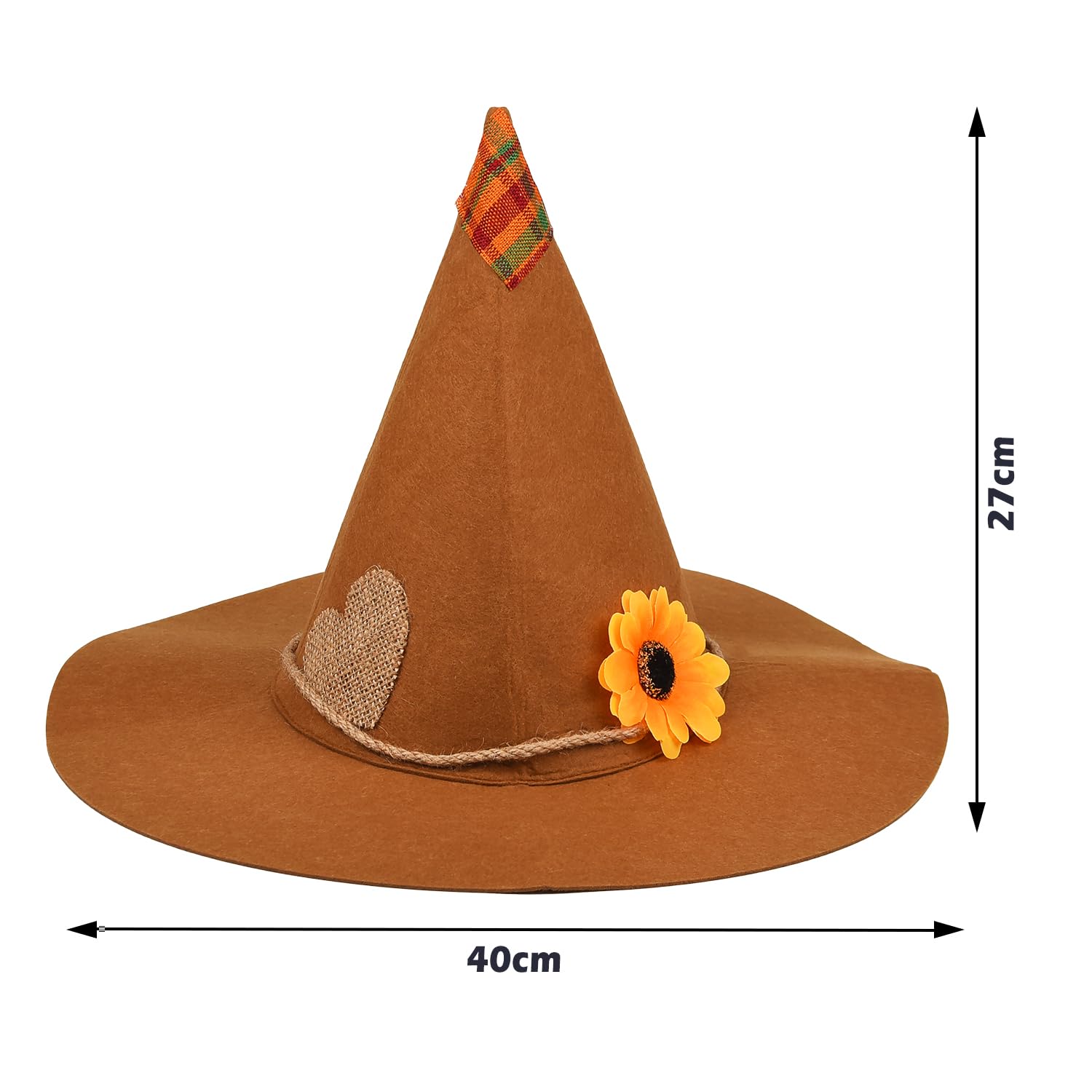 MFUOE 2 Pieces Halloween Scarecrow Hat Patchwork Felt Scarecrow Hat Scarecrow Costume Accessories for Halloween Party Cosplay Accessory - Image 2