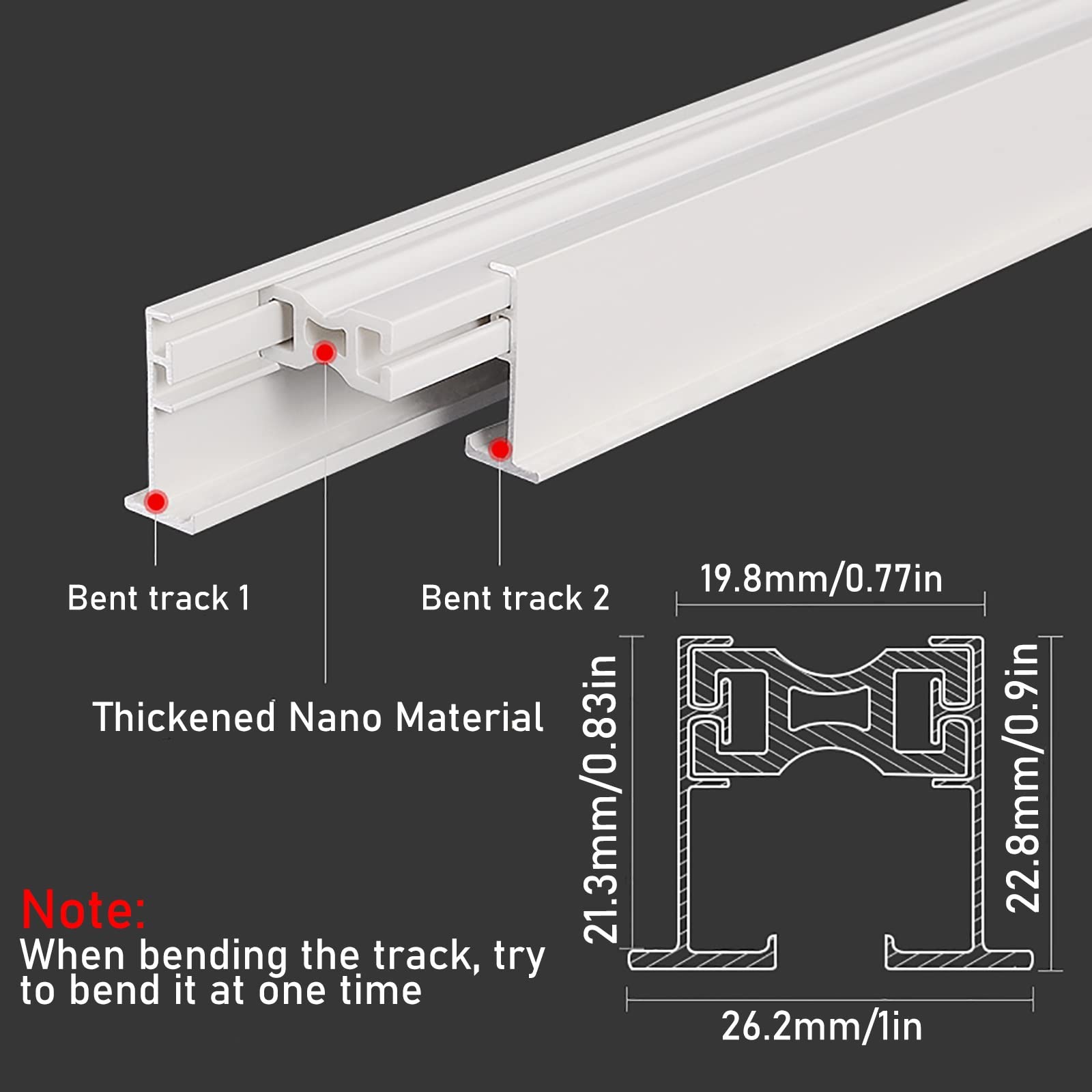 Flexibles RV-Halterungssystem – 8 m / 26ft biegbare Deckenschiene für Dusch- und Raumteiler, integrierte unsichtbare Schiene, einfache Inllat für L & S Ss