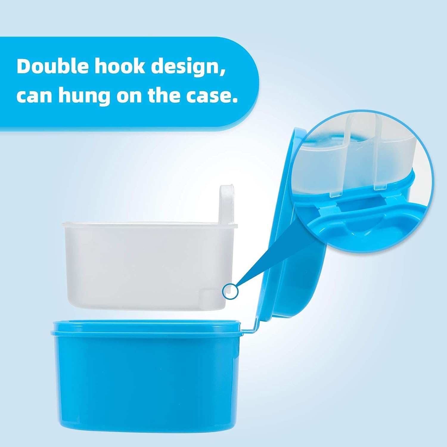 Dental Orthodontic Retainer Case Cleaning with Strainer Basket, Denture Bath Box Soaking Cup Mouthguard Storage Holder - Leak Proof and Lid Waterproof - Blue : Beauty & Personal Care