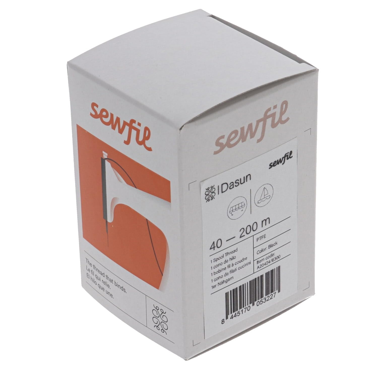 Dasun 40 - Fil à coudre en PTFE (6300 - Noir, 200 mètres)