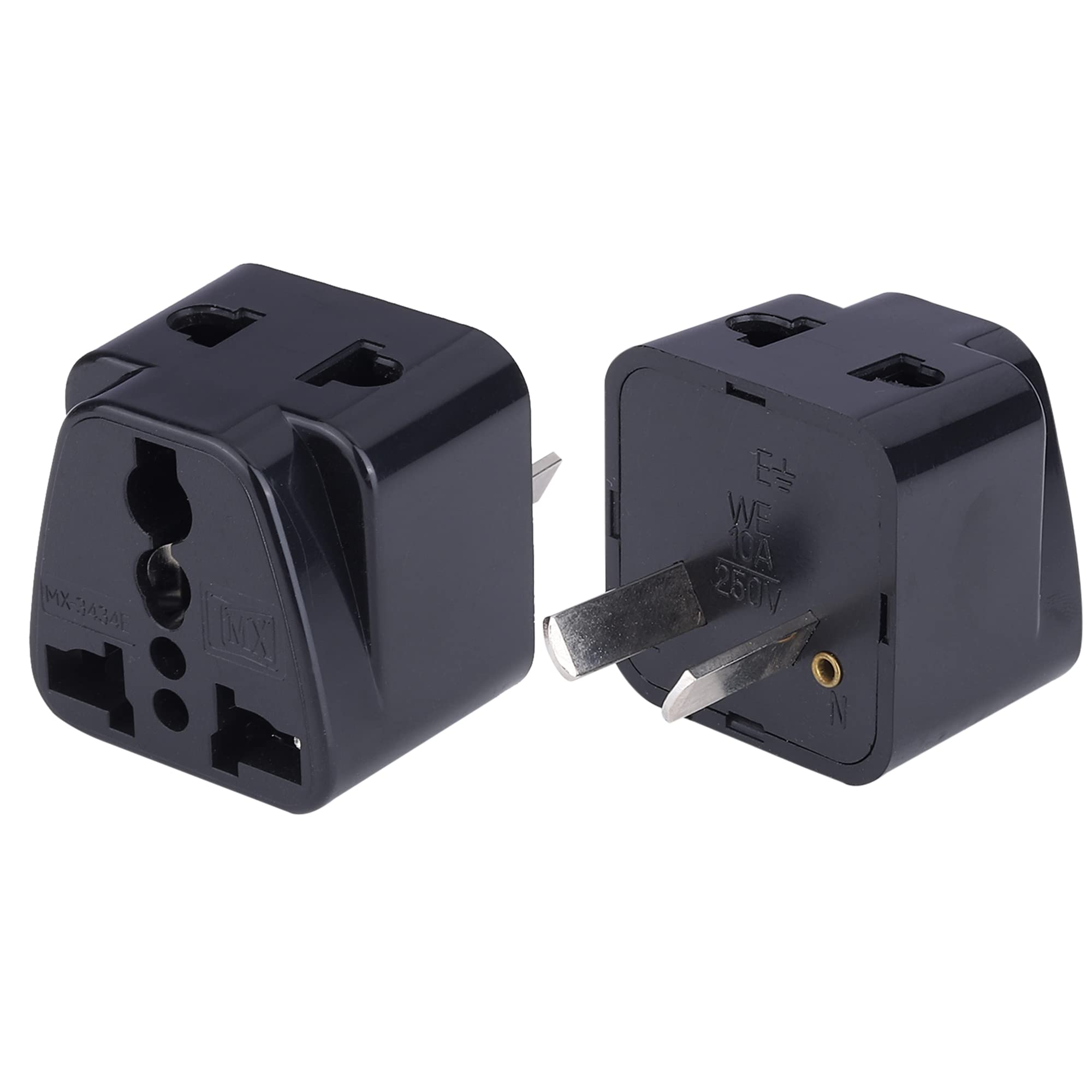 MX Universal Travel Adapter Type I – India to Australia Plug Converter, Pack of 2, 3‑Prong Grounded, Universal Input, Black-picture-44
