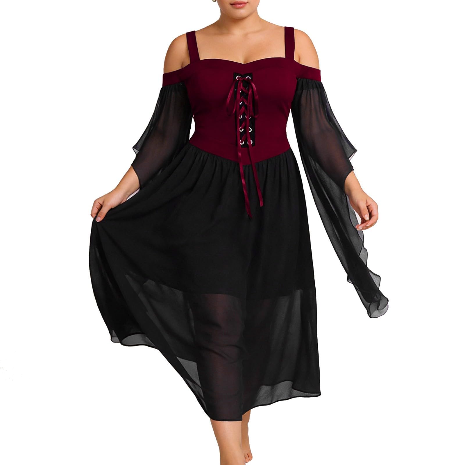 Halloween Costume Dress Women Gothic Medieval Renaissance Maxi Dress