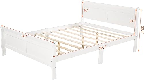 Miniatura 2 de Harper & Bright Designs Base de cama de plataforma matrimonial con cabecero y estribo, marco de cama de madera de tamaño matrimonial para niños,
